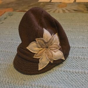 Elegant Brown Women's Hat with Floral Accent